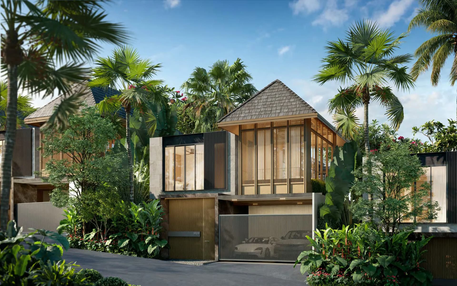 The landscaped Annara villa street